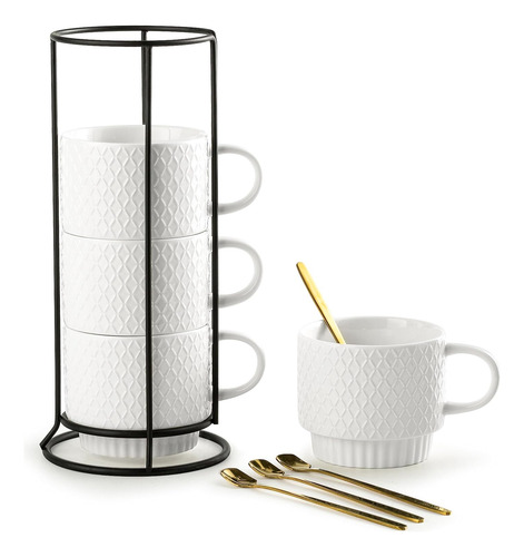 Juego De Tazas Apilables Gomakren Con Soporte, Taza De Café
