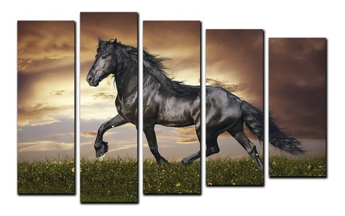 Cuadro Decorativo Moderno + Paisaje Caballo + Políptico 