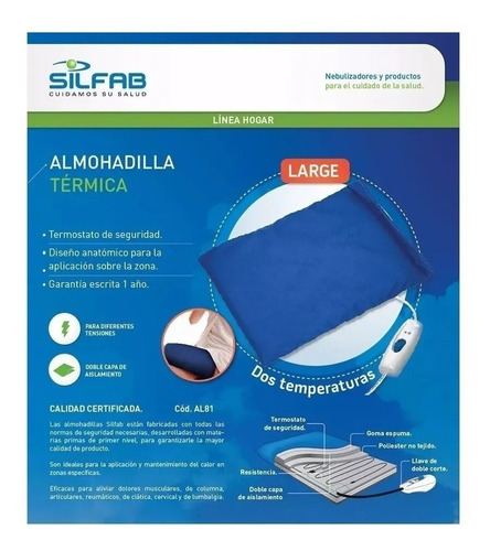 Imagen 3 de 6 de Almohadilla Termica Cervical Eléctrica Silfab Large Al91