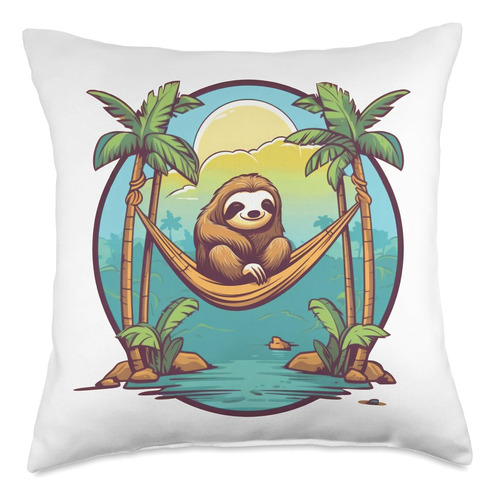 Sloth Hammock Palm Vacation Funny Motif Sleep Chill Sloth Th