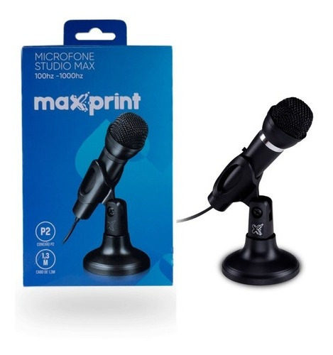 Microfone Studio Para Mesa Maxprint Preto P2 3,5mm -60000052