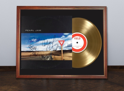 Pearl Jam Yield Tapa Lp Firmada Disco Oro Cuadro Vedder