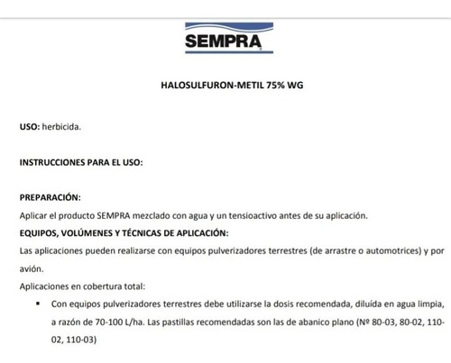 Herbicida Sempra (summit Agro) P/ Control Cebollín X 100g