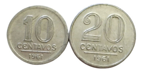 Casal Moedas 10 E 20 Centavos 1961 Fcs