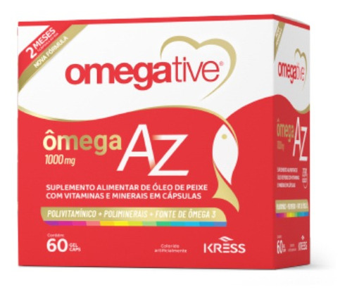 Suplemento em cápsula Kress Farmacêutica  Omegative A-Z ômega 3 Omegative A-Z sabor  neutro em caixa de 60g 60 un