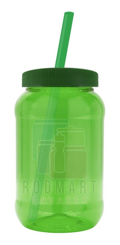Imagen 8 de 10 de Mason Jar,dulcero,500ml Pigmentado, Popote 50 Pza Lisas