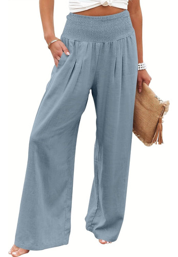 Pantalones Palazzo De Lino Para Mujer, Estilo Bohemio,