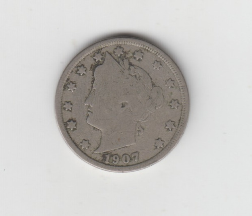 Moneda Eeuu Five Cents Año 1907 Bueno