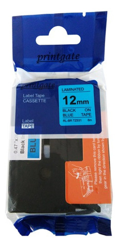 Cinta Rotuladora Printgate Para Tz 531 Negro S/ Azul 12mm