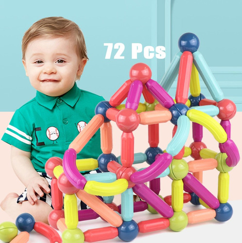 Set Educativo De Bloques De Imanes Toy Blocks Para Niños, 72