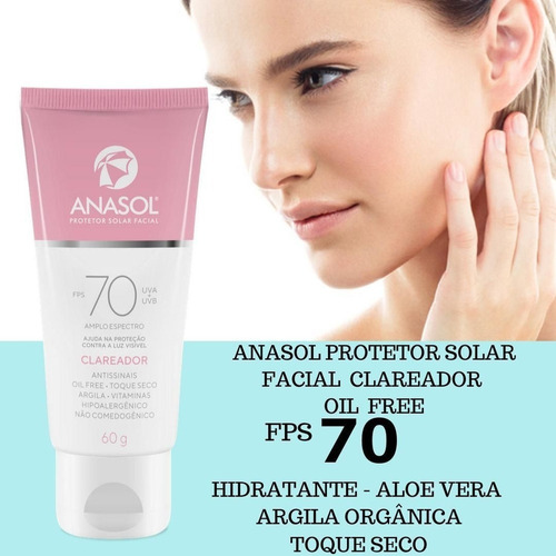 Protetor Solar Facial Clareador Fps 70 Anasol - Kit 2 Unid