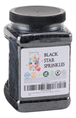 Black Stars Sprinkles - Acentos De Confiteria, Sin Huevos, S
