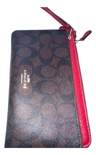 Wristlet Cartera Mujer Coach Doble Cierre Original C5576