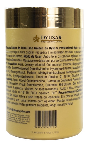 Kit Shampoo 300ml E Máscara Hidratação 1 Kg Ouro Line Golden