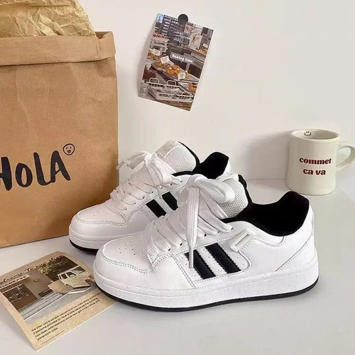 Zapatillas Blancas Con Parte Superior Baja, Zapatos Deportivos Casuales Para Mujer