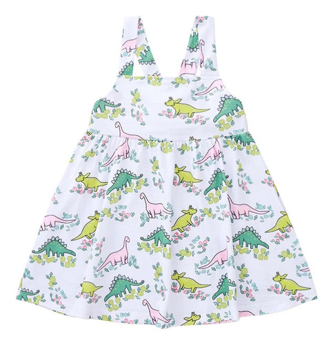 Vestido De Verano De Niña Con Correa De Dinosaurio Blanco 20