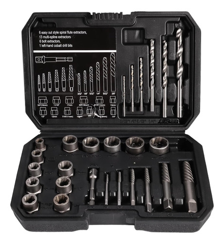 Juego 26 Piezas Extractor Tornillos Brocas Mano Izquierda
