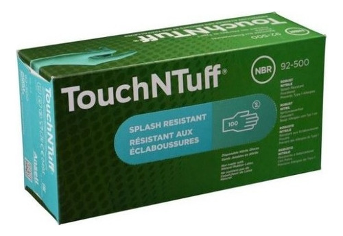 Guantes De Nitrilo Touchntuff 92-500 Medianos Color Verde Con polvo Sí Talla M Unidades por envase 100