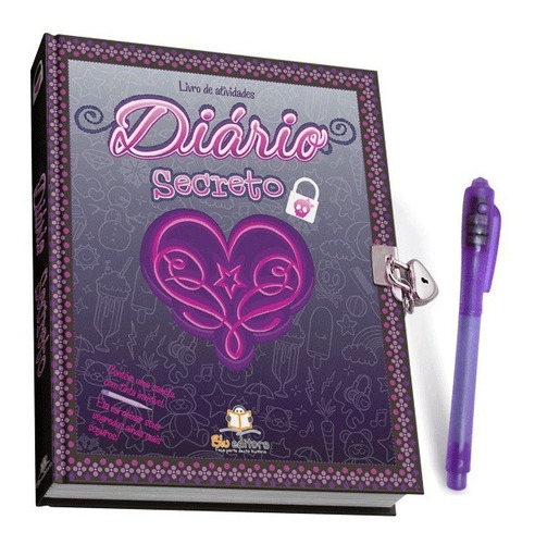 Diário Secreto Com Caneta De Tinta Invisível - Preto