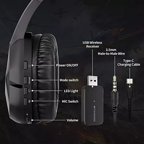 SOMIC 2.4G AURICULARES INALÁMBRICOS PARA JUEGOS CON MICRÓFONO PARA PS5 PS4  AURICULARES DE ORDENADOR GAMER CON SONIDO