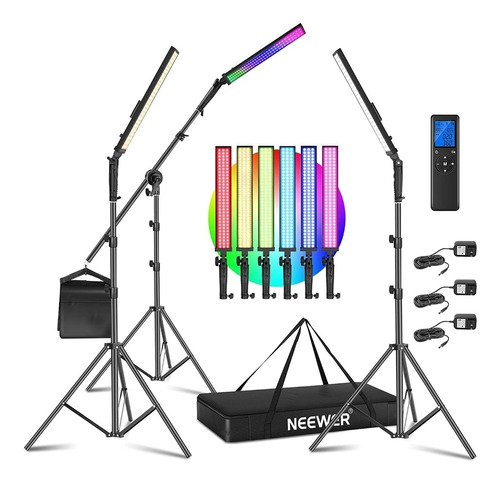 Kit De Iluminación Neewer 2,4g Rgb Led Palo De Luz 3 Pack