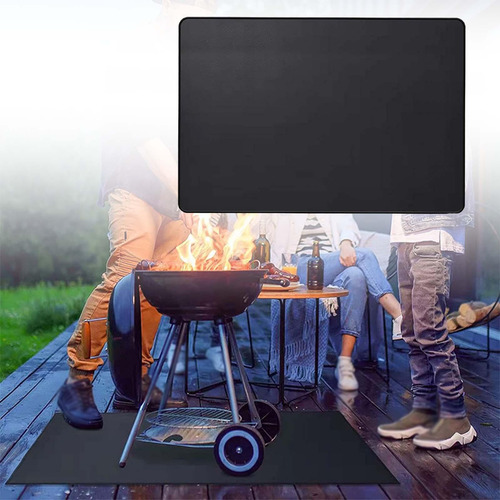 Alfombra Negra Para Chimenea, Almohadilla Ignífuga, M