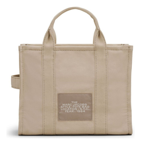 Bolsa Marc Jacobs Tote Canvas Beige Bandolera Acabado De Los Herrajes Lona De Algodon Diseño De La Tela Lisa