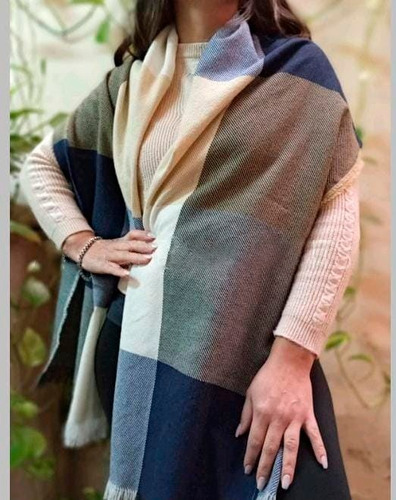 Ruana Pashmina Grande Xl 1,75x0,70 Manton Estampado Premium