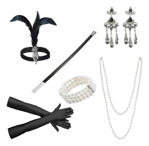 Set De Disfraz Con Pluma Negro Para Fiesta