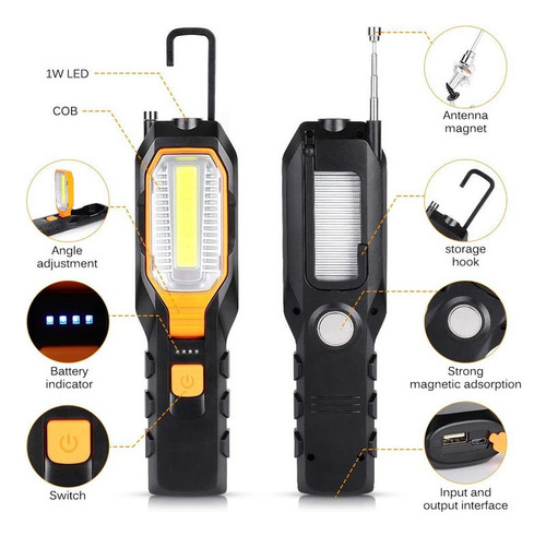 De Luz De Trabajo Led Recargable, Lámpara De Trabajo
