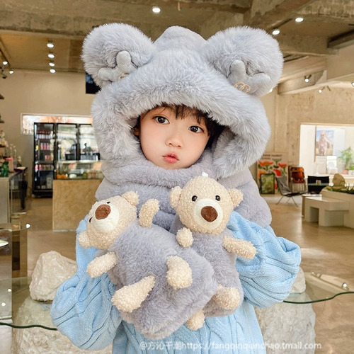 Gorro Infantil Con Forro Polar De Invierno Con Bufanda Y Gua