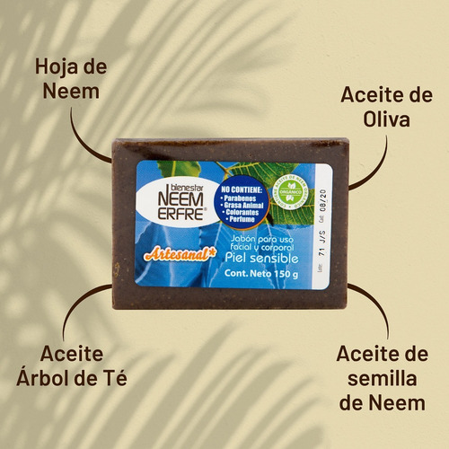 Jabón Piel Sensible De Hoja De Neem Caja Con 15