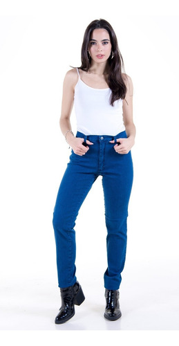 Pantalon De Mujer Jean Elastizado Azul Tiro Medio Polo Club