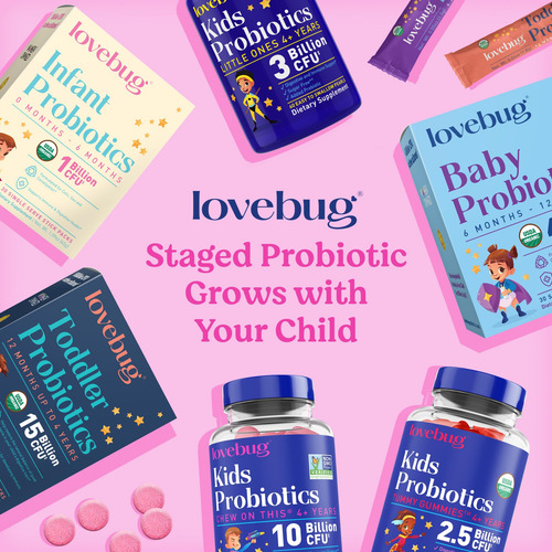 Probióticos Probióticos Lovebug Para Niños, Múltiples Cepas,