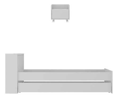 Conjunto Quarto Bicama com Colchão e Baú/Mesa de Cabeceira Multimóveis MP4223 Cor Branco