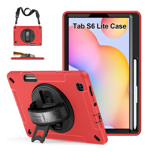 Funda Galaxy Tab S6 Lite De Tpu De Grado Militar Case Rojo