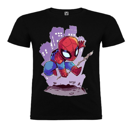 Polera Color Algodón 100% Niños Spiderman Nuevo