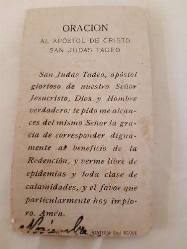 Estampita Religiosa San Judas Tadeo (Usado)