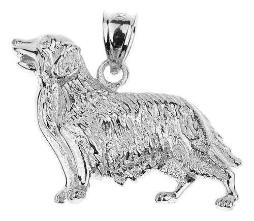 Colgante De Collar De Perro Golden Retriever De Plata De Ley