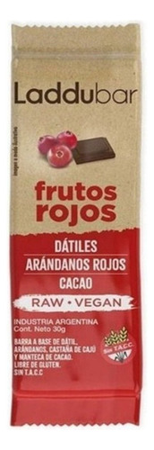 Barrita Laddubar Frutos Rojos 30g Raw Vegana Sin Tacc Kosher