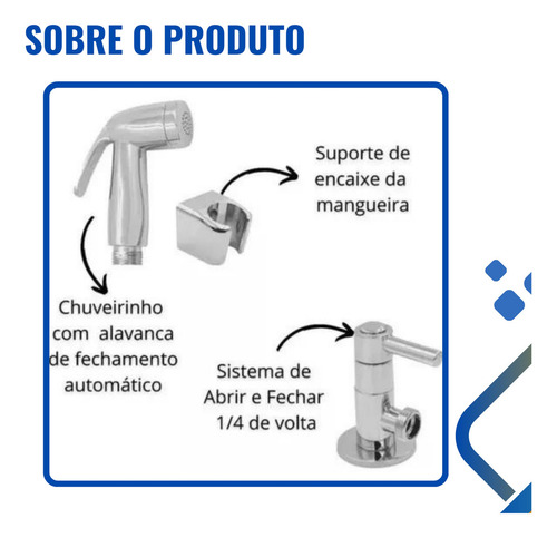 Ducha Higiênica Quadrada Supr Luxo +2 Acab Cr + 2 Conv Docol Acabamento Brilhante Cor Prateado