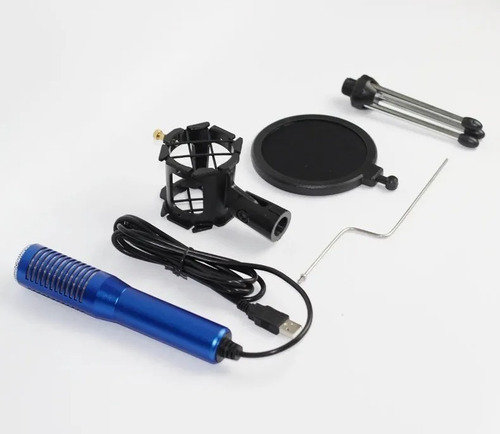 Micrófono Gamer Streaming Pc Omnidireccional + Trípode Negro