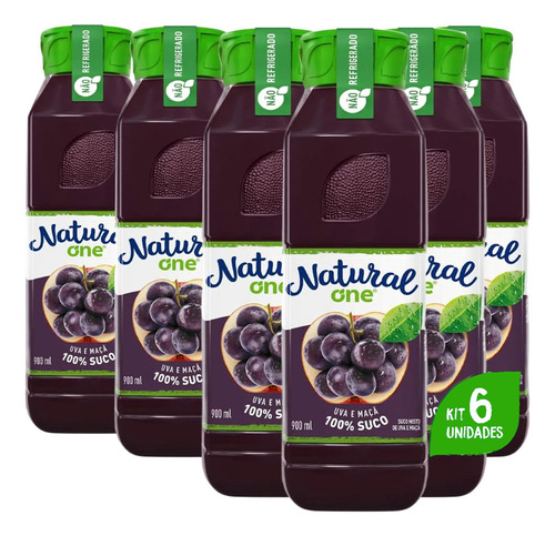 Suco De Uva Natural One 100% Suco 900ml (6 Unidades) Kit Uva