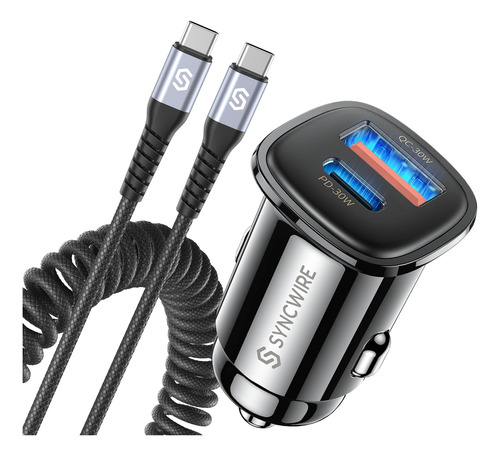 Cargador De Coche Usb C Syncwire 60w [pd 30w Y Qc 30w] Carga