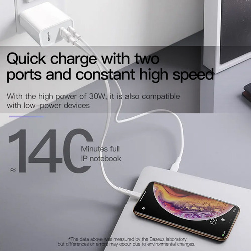 Baseus Usb C Cargador 30w Pd Cargador De Carga Rápida Tipo C