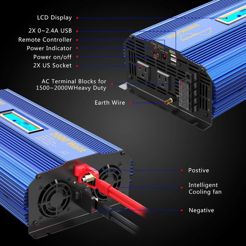 De Onda Sinusoidal Pura 2000watt De Energía Del Coche Del In