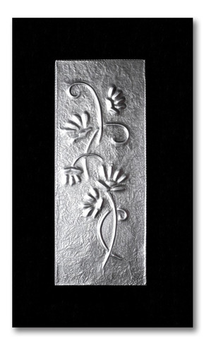 Cuadro Decoración En Aluminio Repujado Flores