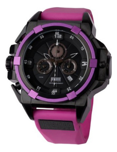 Reloj Offshore Octopussy Off Shore Limited Estrene Correa Lila Bisel Negro Fondo Negro