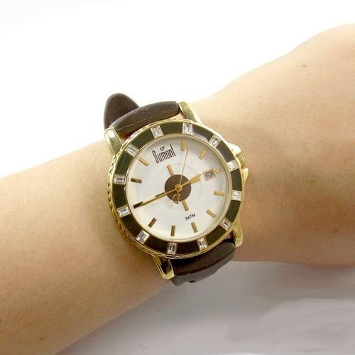 Sv48013s Relógio Dumont Feminino Pulseira Silicone Marrom