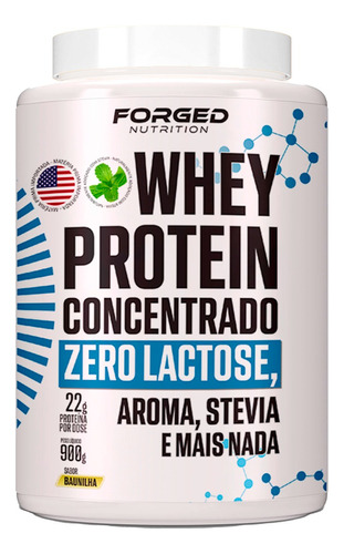 Whey Protein Concentrado Zero Lactose 900g C/ Stevia Forged